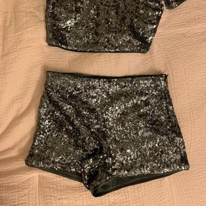 Gray Sequin Forever21 Top and Short Set Size Small